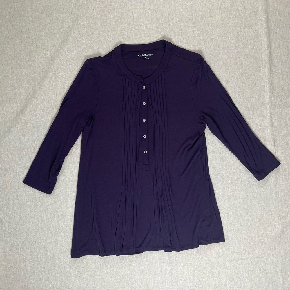 Croft & Barrow | Purple Pleated Popover Top | Large